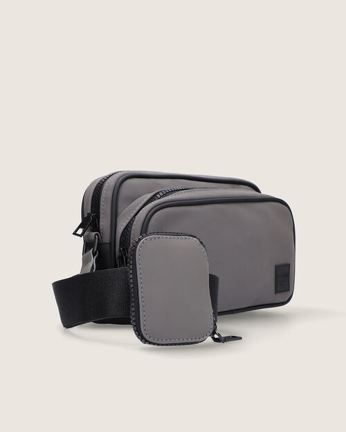 Crossbody Gris Doble Cierre