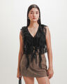 Blusa Cropped Encaje,CAFE