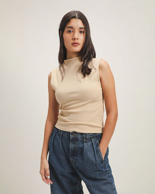 Top Beige Acanalado