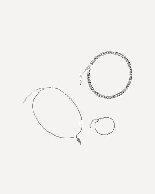 Collar Y Pulsera Plateado