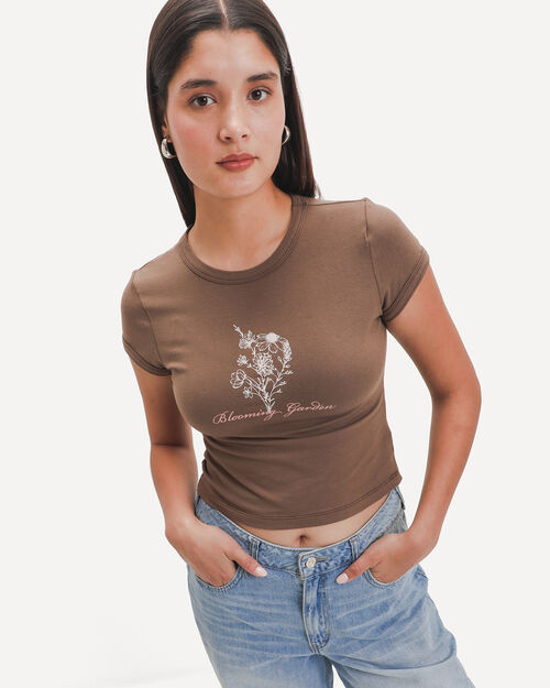 Playera Caf&eacute; Estampada