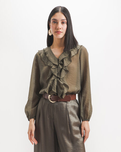 Blusa Verde Volantes