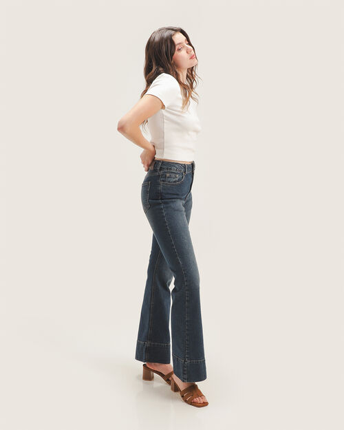 Jeans Fit Flare Azul