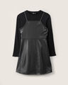 Conjunto De Vestido Con Playera,NEGRO