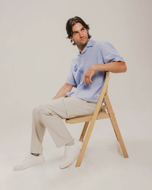 Camisa Boxy Rayas Azul