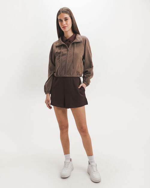 Short Caf&eacute; Cintura El&aacute;stica