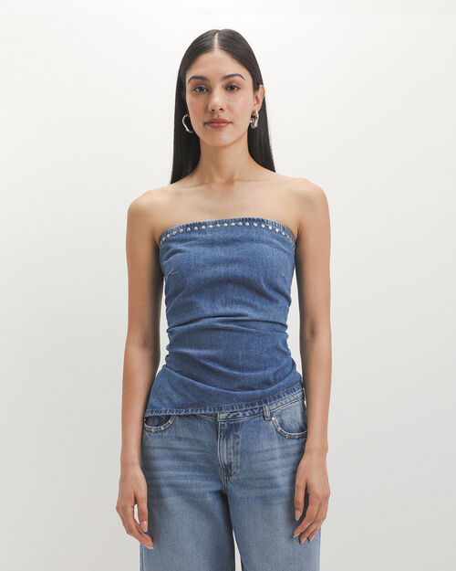 Top Strapless De Mezclilla
