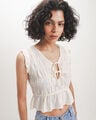 Blusa Beige Lazos,BEIGE