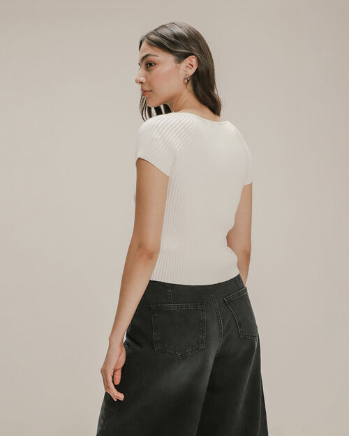Crop Top Beige Acanalado