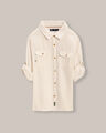 Camisa Manga Larga Bolsillos,BLANCO