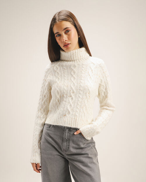 Su&eacute;ter Beige Cuello Alto