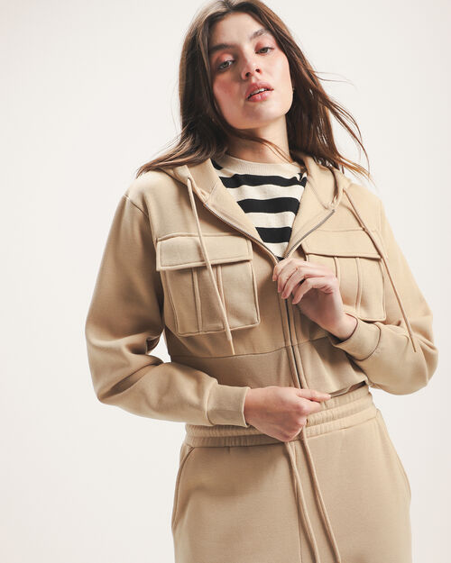 Sudadera Abierta Beige