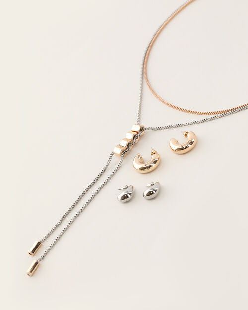 Set Collar Y Aretes Plateado