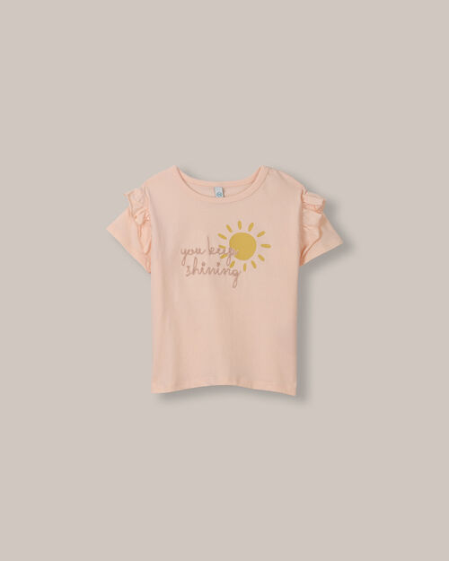 Playera Rosa Manga Volantes