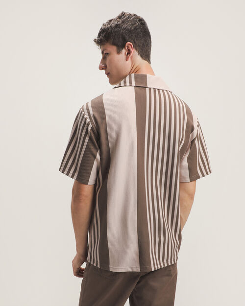 Camisa Caf&eacute; Con Rayas