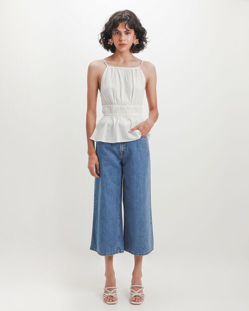 Jeans Fit Culotte Azul