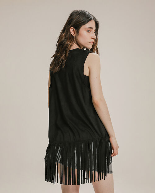 Chaleco Flecos Negro