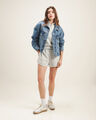 Short Con Jaretas,GRIS