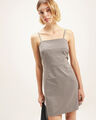 Vestido Corto Beige,CAFE CLARO