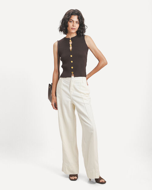 Wide Leg Jeans Beige
