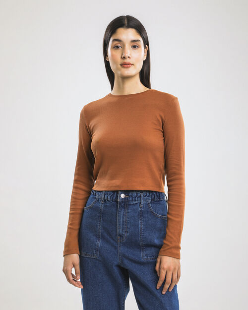 Playera Cropped Manga Larga