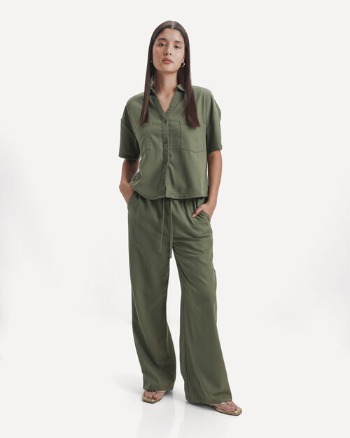 Pantal&oacute;n Verde Lino