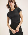 Crop Top Blanco,NEGRO
