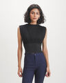 Top Beige Sin Mangas,NEGRO
