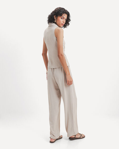 Pantal&oacute;n Beige Wide Leg