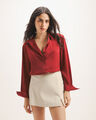 Camisa Café Satinada,ROJO