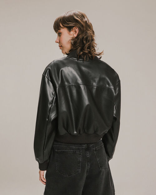 Chamarra Bomber Efecto Piel