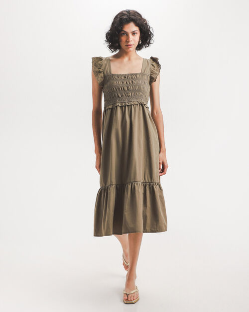 Vestido Verde Smock