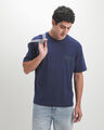 Playera Relaxed Beige,AZUL MARINO