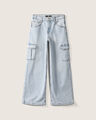 Jeans Fit Wide Leg Cargo,AZUL CIELO