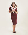 Vestido Midi Rayas,ROJO VINO