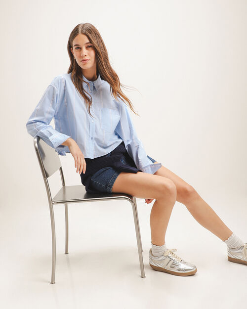 Camisa Cropped Azul