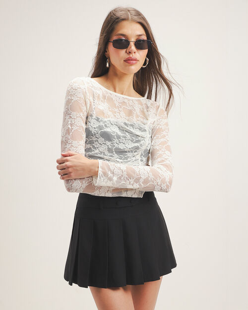 Top Manga Larga Encaje