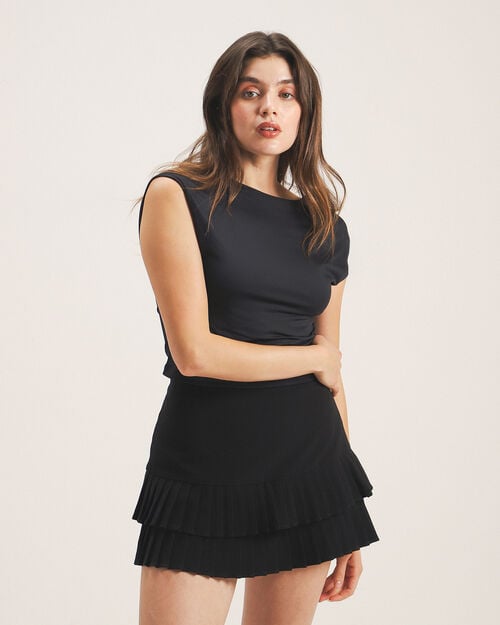 Top Negro Manga Corta