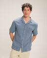 Camisa Manga Corta Rayas,AZUL ACERO
