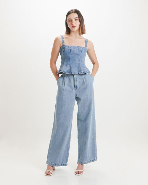 Jeans Wide Leg Pinzas