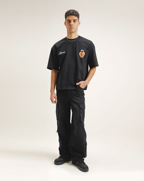 Jeans Negro Bolsillos Cargo