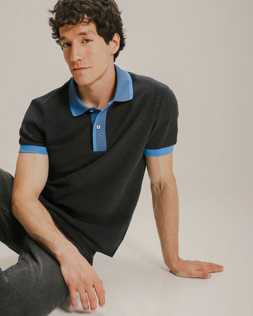 Polo Manga Corta Azul
