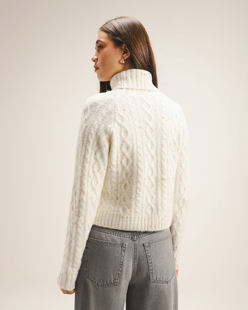 Su&eacute;ter Beige Cuello Alto