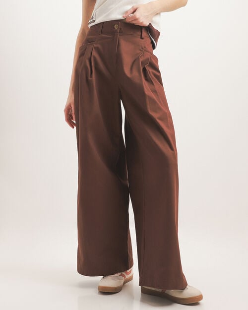 Pantal&oacute;n Caf&eacute; Wide Leg