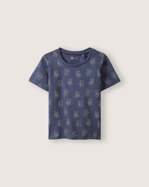 Playera Azul Estampada