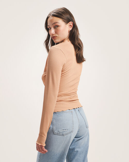 Top Rosa De Manga Larga