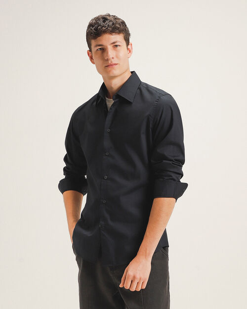 Camisa Formal Negra S&oacute;lida