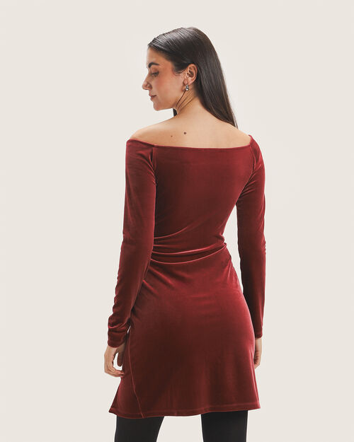 Vestido Rojo Manga Larga