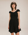 Vestido Corto Smock,NEGRO