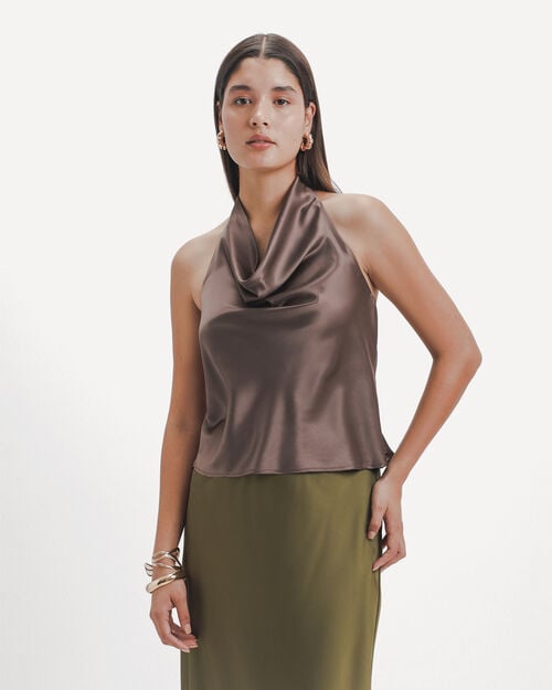Blusa Caf&eacute; Satinada